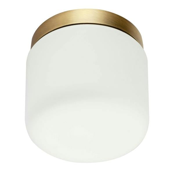 Modern Bathroom LED Ceiling Light in Antique Brass with Glass Shade Image 8