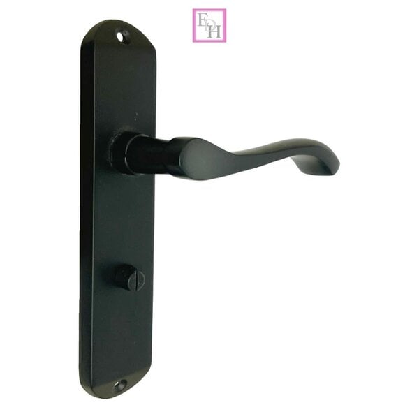 EDH Door Hardware Cadenza Modern Matt Black Scroll Door Handles Bathroom Lock Handle 178mm x 40mm