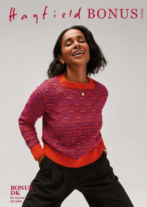 Hayfield Bonus DK Knitting Pattern 10756, Sweaters for Women, 32 - 54 Inches - Advanced
