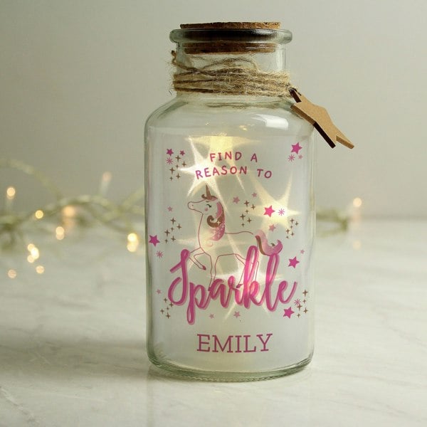 Personalised Memento Company Personalised Unicorn LED Glass Jar