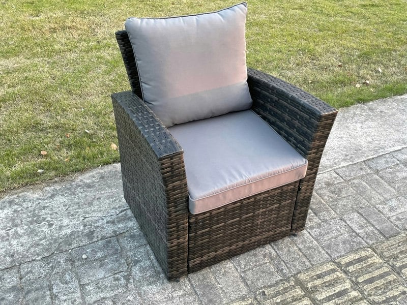 Fimous High Back Rattan Arm Chair Patio Outdoor Garden Furniture With Cushion