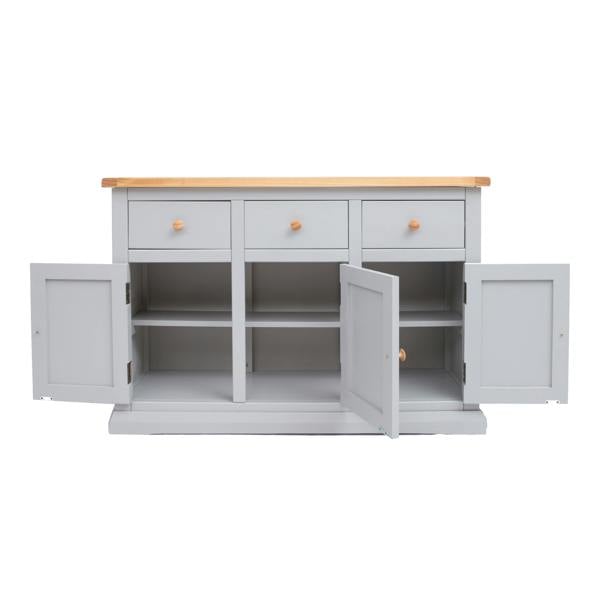 Cabinet Bits Loreo Light Grey 3 Drawer 3 Door Sideboard Wood Knob