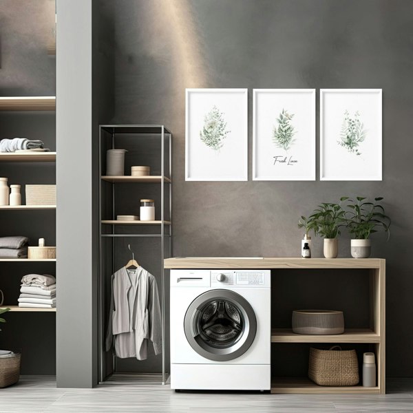 Modern Laundry Room Ideas | Set of 3 wall art prints