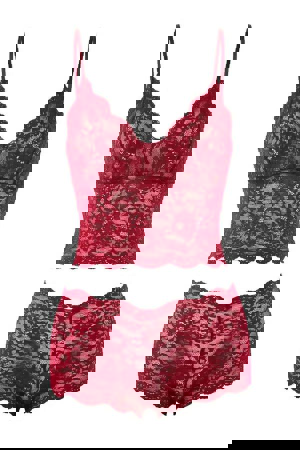 WOVCOR 4-Piece Satin Bridal Pajama Set Set with Lace Details