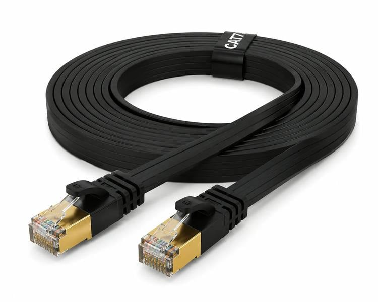 ATEK 20m Flat CAT7 RJ45 Network Ethernet Cable High Speed Black