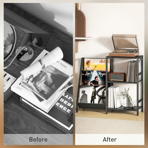 Wyld Haus Tapalo Wooden Black 3 Tier Stand Side Table