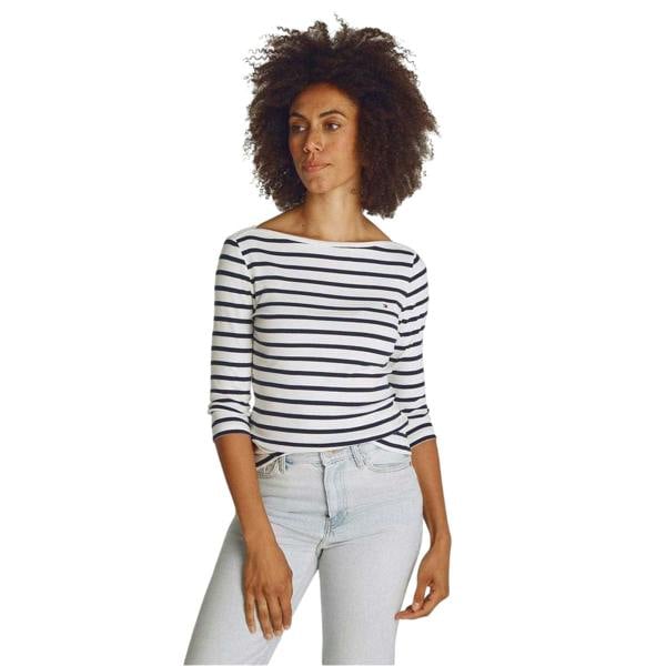 Tommy Hilfiger Womens/Ladies Striped Boat Neck Slim T-Shirt - Dark Navy - 