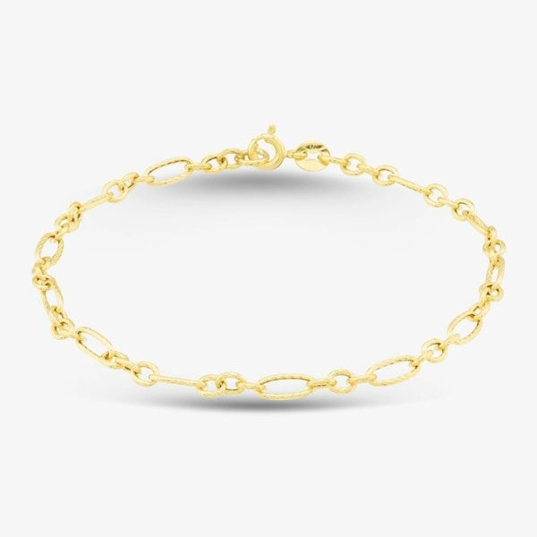 T. H. Baker 9ct Yellow Gold 19cm Textured Figaro Chain Bracelet 1.26.2902