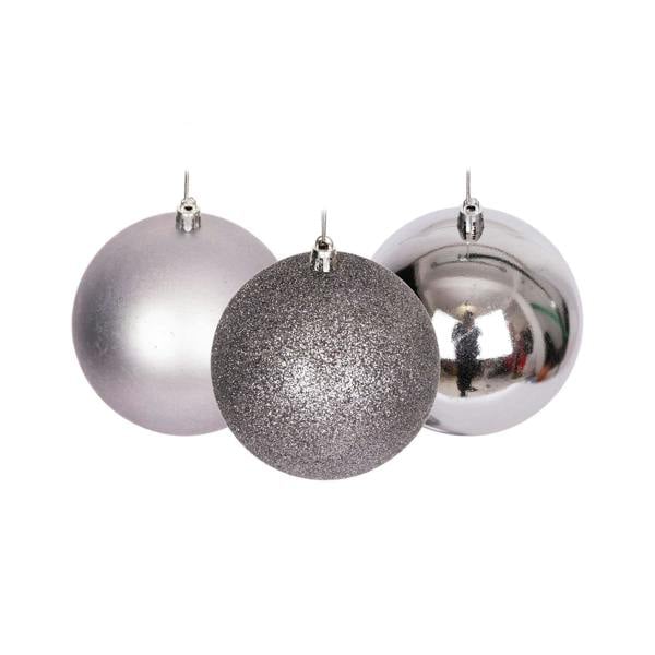 6cm Shatterproof Mid Grey Christmas Bauble Set, 6 Pack and 18 Pack Tree Decorations image 1