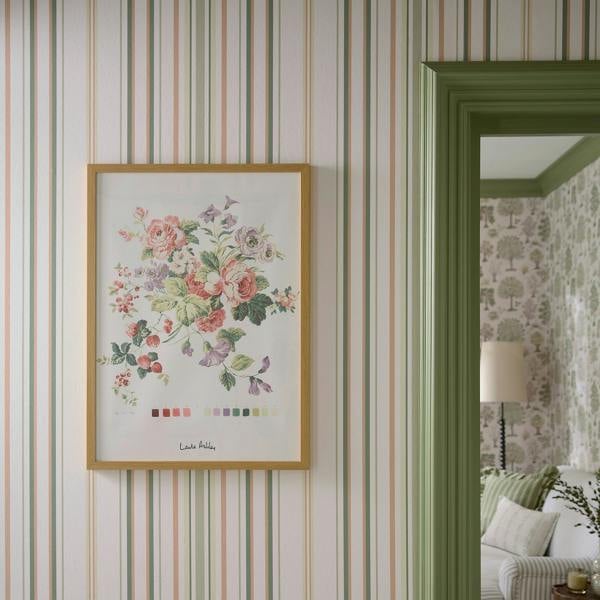 Laura Ashley Flinton Stripe Hedgerow Wallpaper