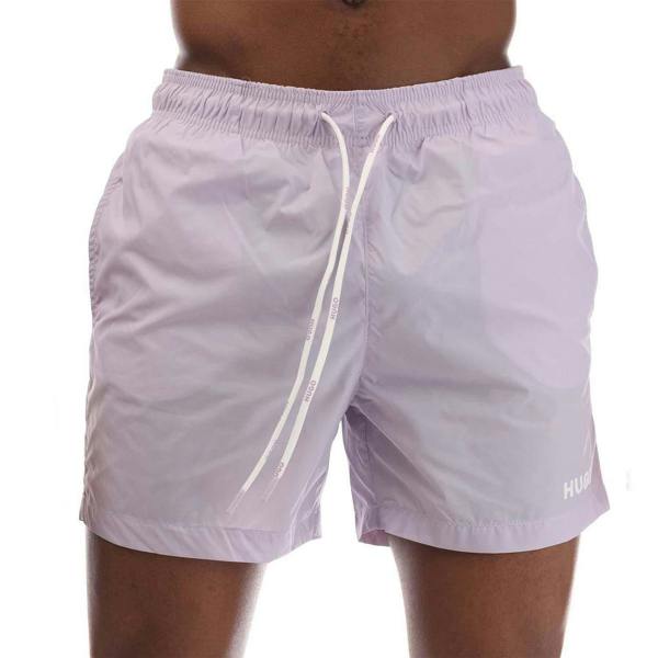 Hugo Mens Haiti Contrast Logo Swim Shorts - Purple - 