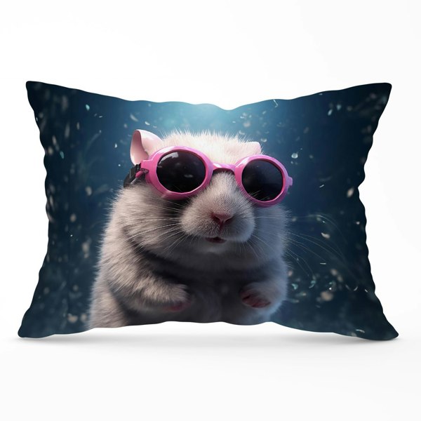 Warren Reed Splashart DoorMouse with Pink Glasses Cushions