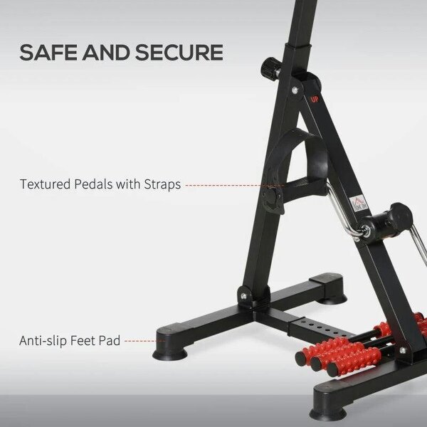 Portable Exercise Bike for Home Pedal Exerciser Height-adjustable 56L x 44- 56W x 75- 97H cm Black and Red