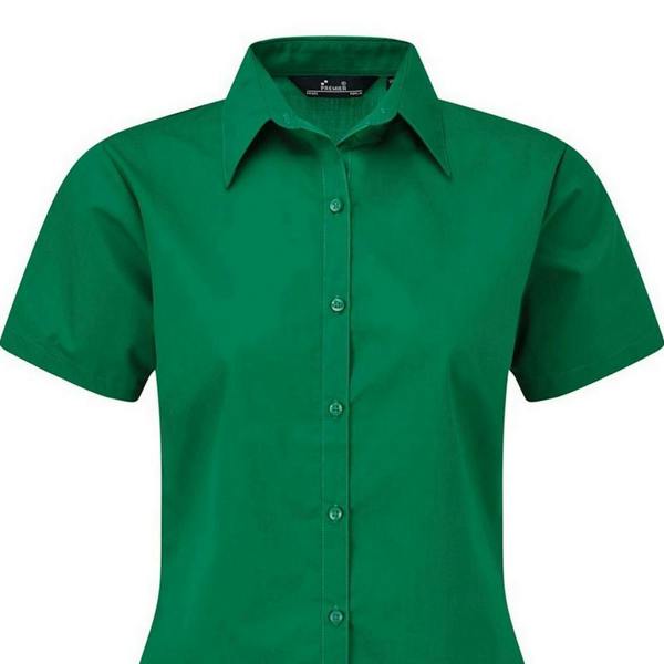 Premier Short Sleeve Poplin Blouse / Plain Work Shirt - Emerald