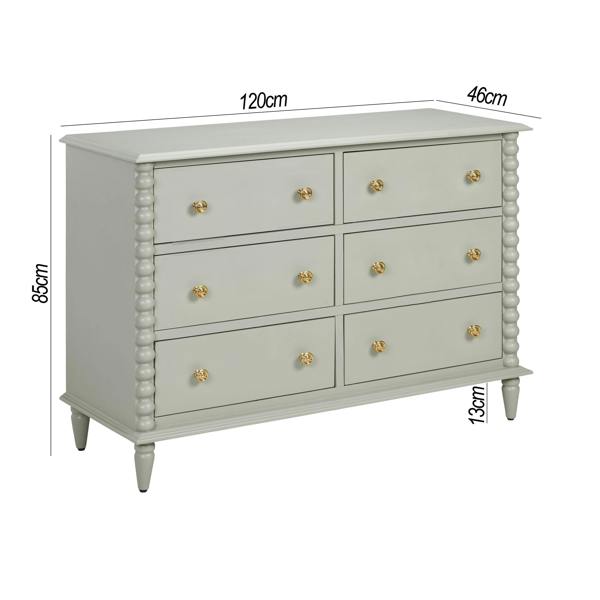 Statement Furniture Cromwell Large 6 Drawer Chest of Drawers with Bobbin Design