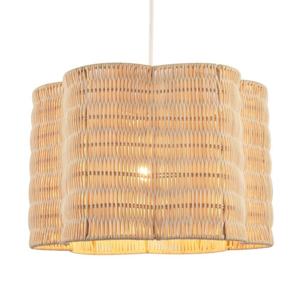 Classic Scallop Edged Natural Rattan Wicker Pendant Lighting Shade Image 1