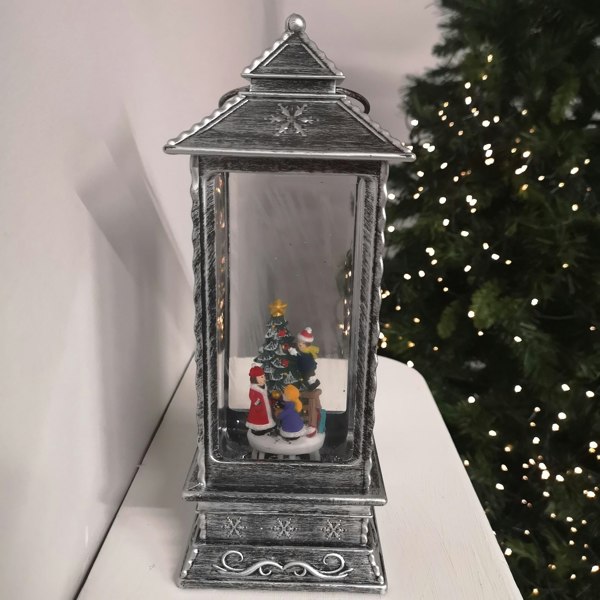 Samuel Alexander 27cm Glitter Water Spinner Lantern - Warm White LED - Christmas Tree