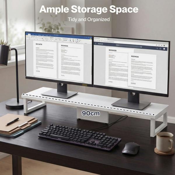 Levede Dual Screen Stand Riser Office Desktop Computer Monitor Shelf Holder 90cm