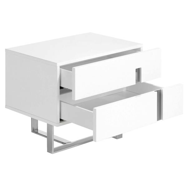 Angel Cerdá Bedside Table White Wood and Chrome Plated Steel 7003