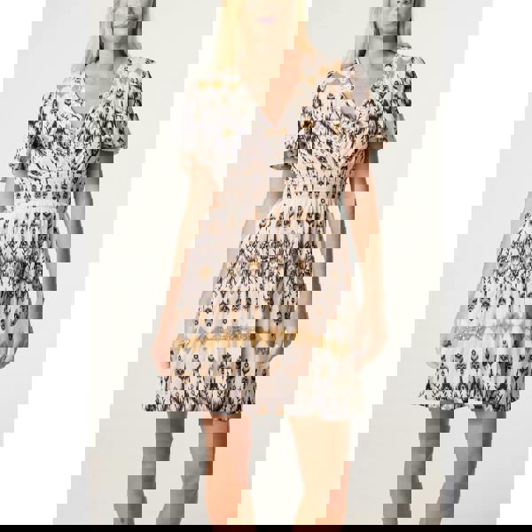 Blue Vanilla Embroidered Wrap Front Mini Dress