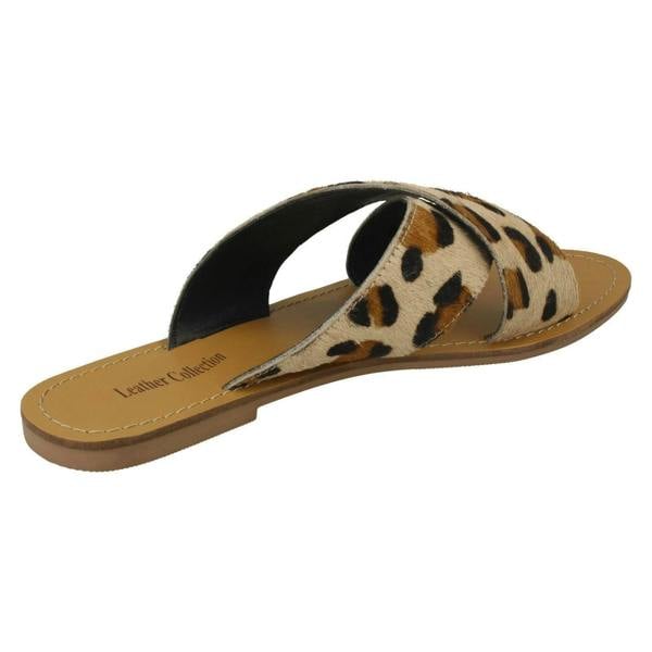 Leather Collection Ladies Leather Collection Flat Cross Over Mules F00236