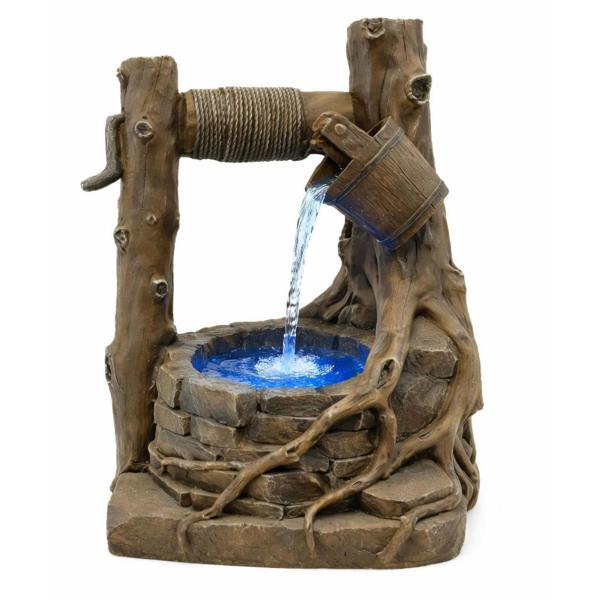Gardenwize Solar Powered Rustic Brick Well Water Feature with Battery Backup