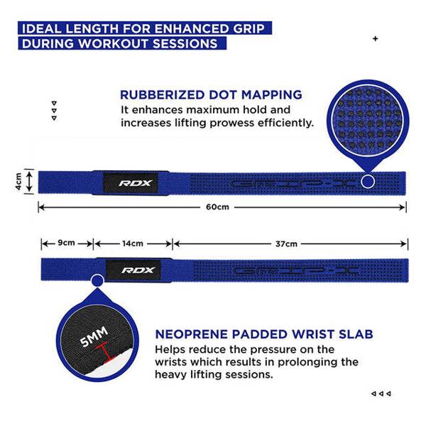RDX Sports GYM COTTON GEL STRAP BLUE PLUS