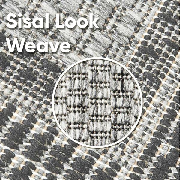 Non-Slip Grey Rug Flat Weave Border Design Kitchen Dining Room Living Room Area Mat