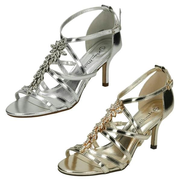 Anne Michelle Ladies Anne Michelle Mid Heel Strappy Sandals