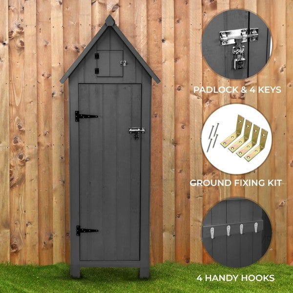 Monstershop Wooden Garden Shed - Dark Grey