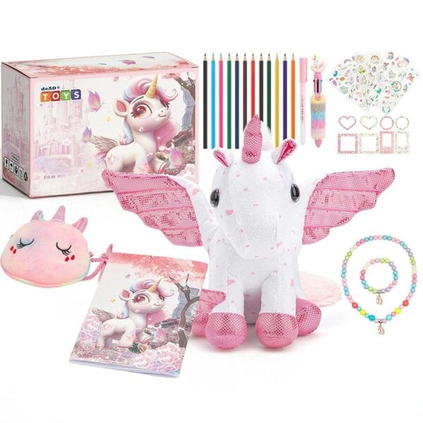 deAO Toys deAO Unicorn Plush Toy Gift Set for Girls, Birthday Gift for Kids 3–10