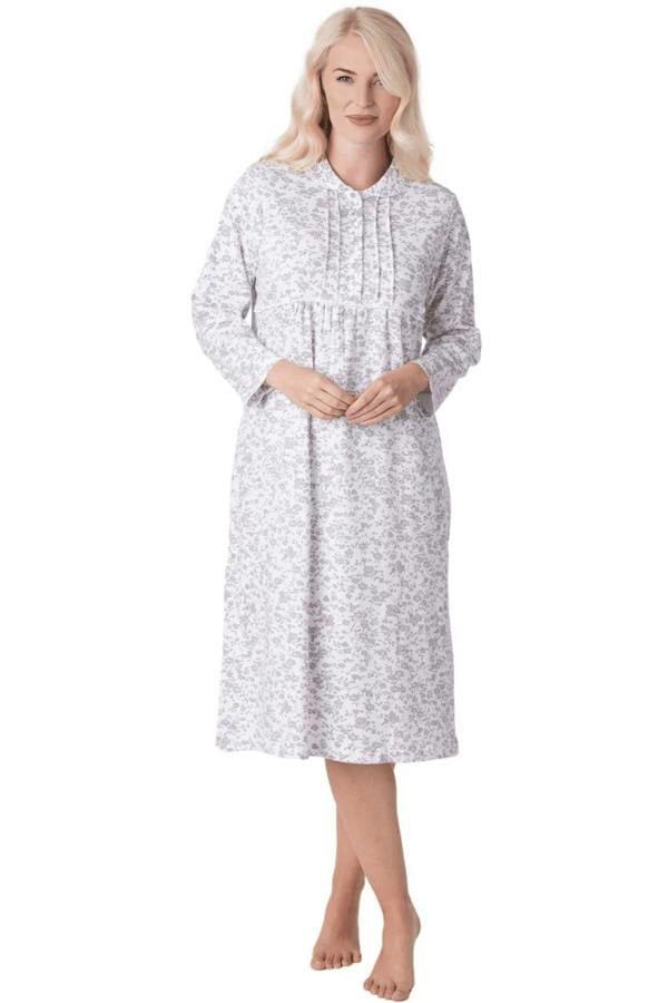 Womens Heavyweight Long Sleeve 100% Cotton Jersey Nightdress