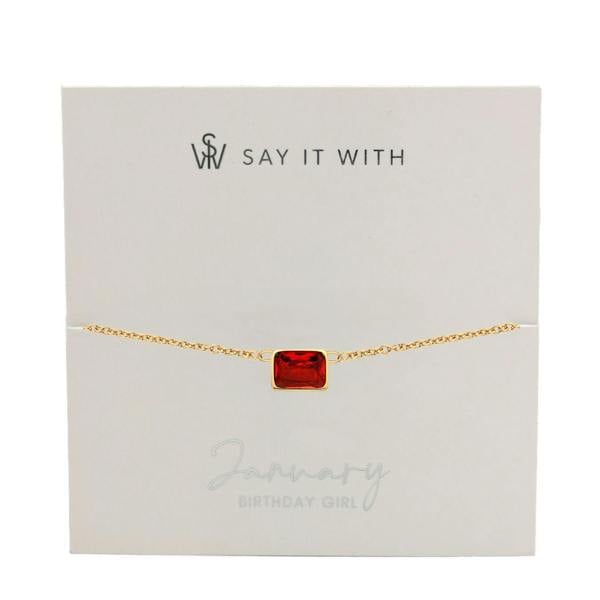 Say It With Emerald Cut Birthstone Necklace - Yellow Gold