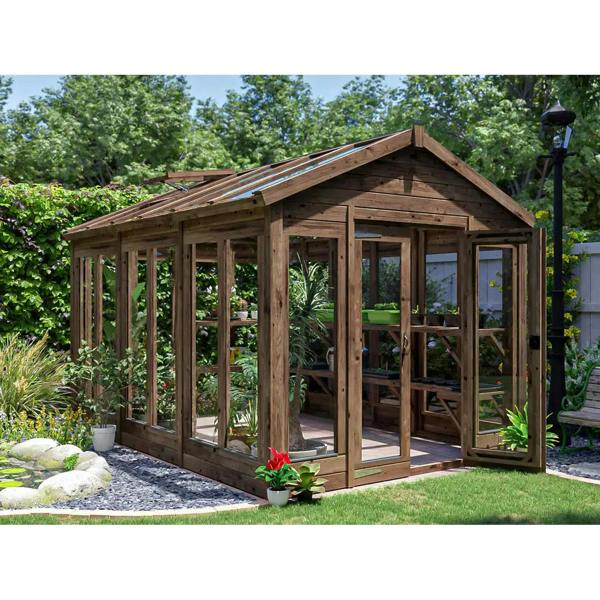 Dunster House Growzilla Wooden Greenhouse W2.4m x D3.6m / W8' x D12' with 4mm Glass and Automatic Vent Opener