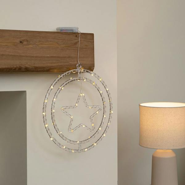 Samuel Alexander 34cm Light Up Star Rings Christmas Decoration with 45 Warm White LEDs