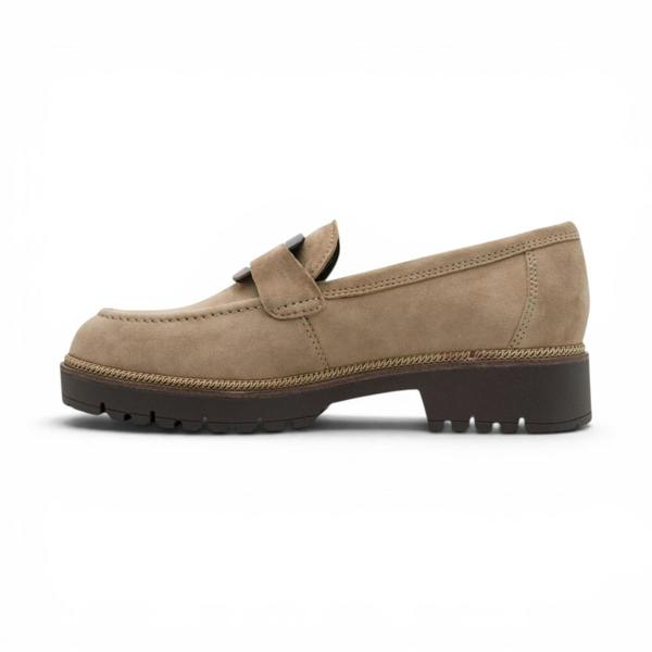 Tamaris Women's Beige Suede Leather Loafer Casual Shoes - 24722-43