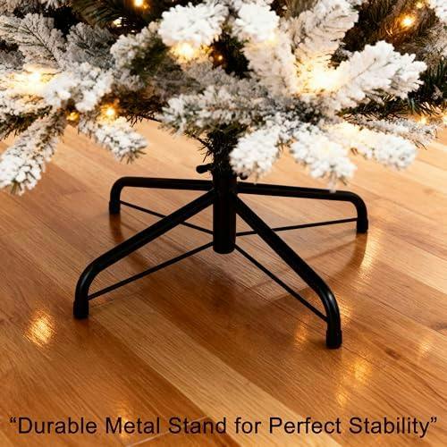 4ft-7ft Pre-Lit Yukon Snow Pine Artificial Christmas Tree with Warm White LEDs and PVC Tips image 5