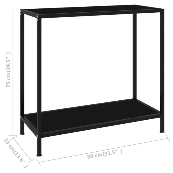 Berkfield Console Table Black 80x35x75 cm Tempered Glass