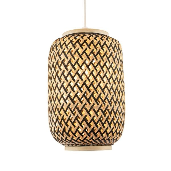 Handmade Natural Brown and Black Two Tone Rattan Pendant Light Shade Image 1