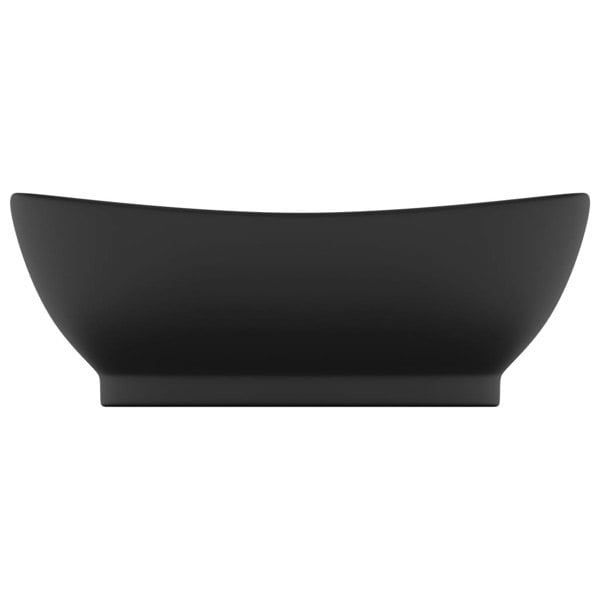 Berkfield Luxury Basin Overflow Oval Matt Black 58.5x39 cm Ceramic