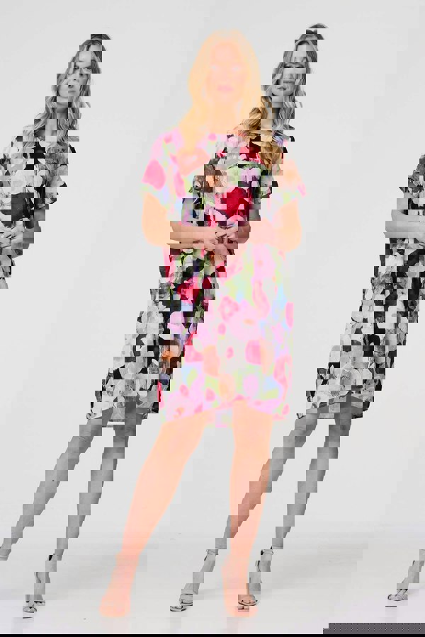 Red | Abstract Relaxed Short Shift Dress
