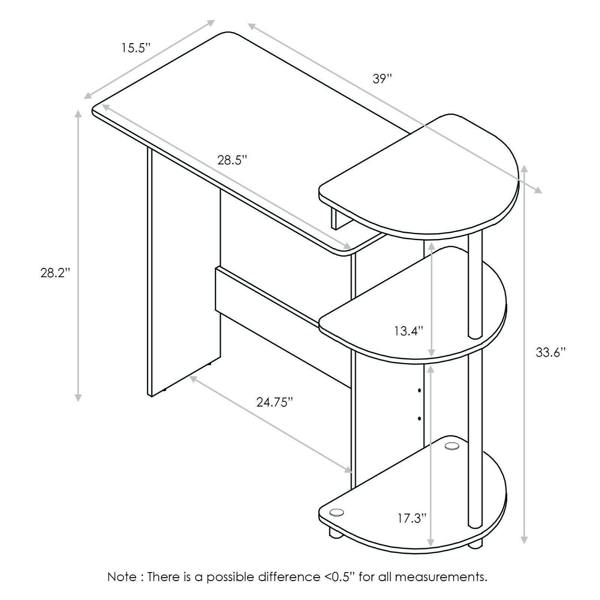 WALPLUS Compact Computer Desk with Shelves, Dark Walnut Crafted for Practical Use and Stylish Living Spaces | 11181DWN