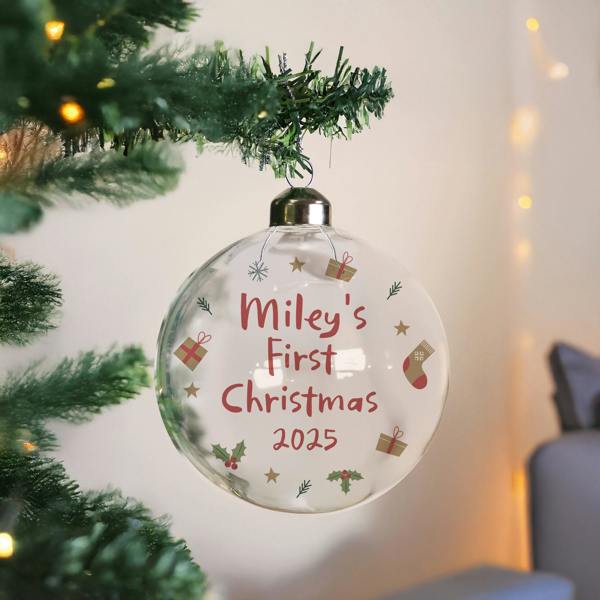 Personalised First Christmas Glass Bauble - alternative angle