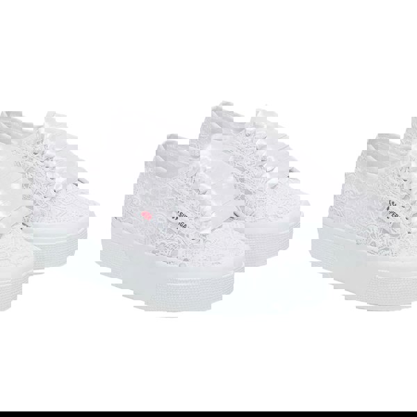 Superga Women's 2740 Flower Macrame Trainers - Total White