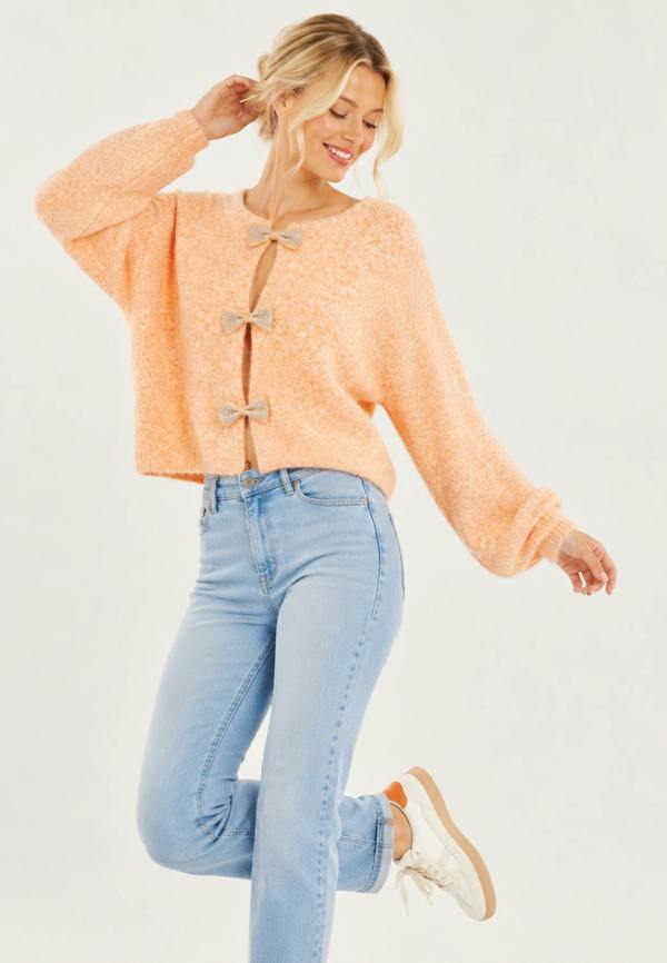 Claudio Lugli Soft Touch Crystal Bow Detail Knit Jumper