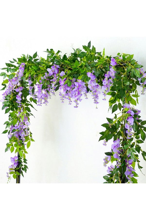 Living and Home 2 Pcs Artificial Wisteria Flowers Garland Decoration