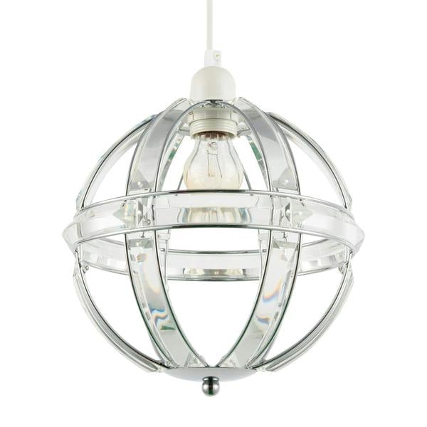 Modern Designer Spherical Chrome and Clear Acrylic Pendant Light Shade Image 1