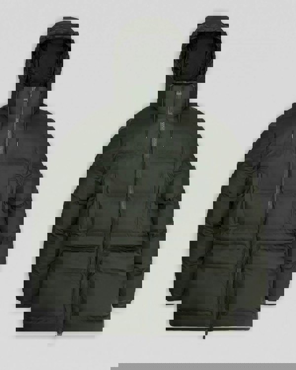 Rains Alta Long Puffer Cargo Jacket - 03 Green