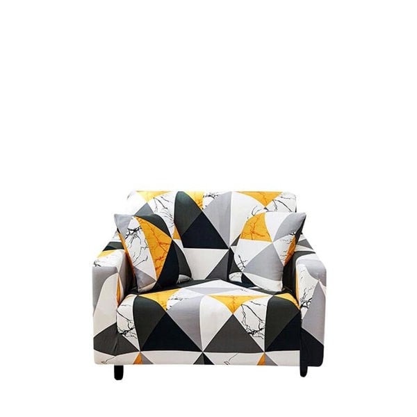 Anyhouz Anyseat Sofa Cover Yellow White Geometric Style 1 Seater