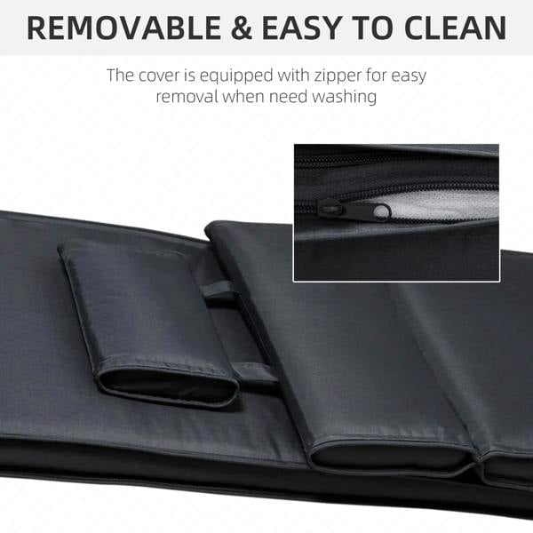 Black lounger cushion cover with zipper at the edge for easy removal